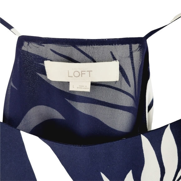 ❤️ Loft blue and white tropical top size L - Picture 6 of 9